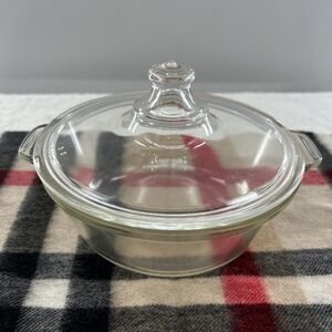 Vintage 1930/40s Pyrex Round Glass 7" 1 QT Cassarole Dish 022-OR-622-B w/ Lid